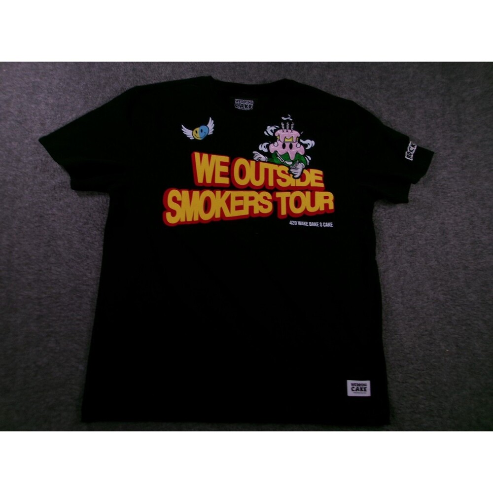 Wedding Cake Shirt Mens XL Black We Outside Smokers Tour Wake Bake